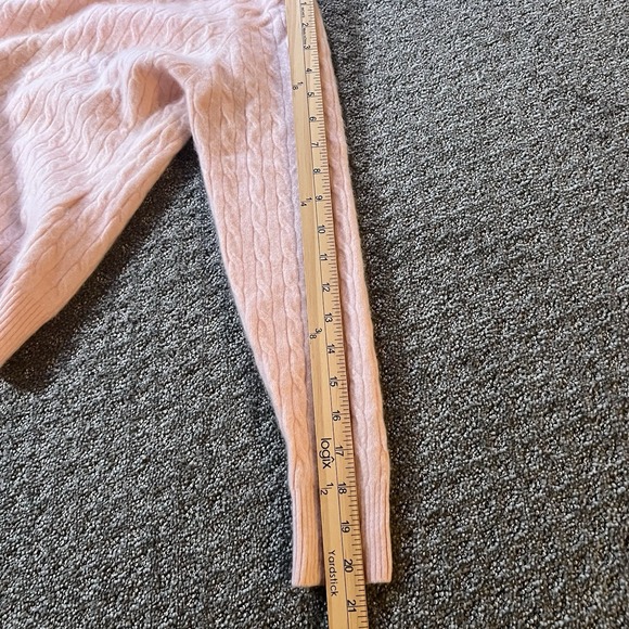 Peter Millar Cashmere 1/4 Zip Cable Knit Sweater Pink Women's M Runs Small - Picture 9 of 10